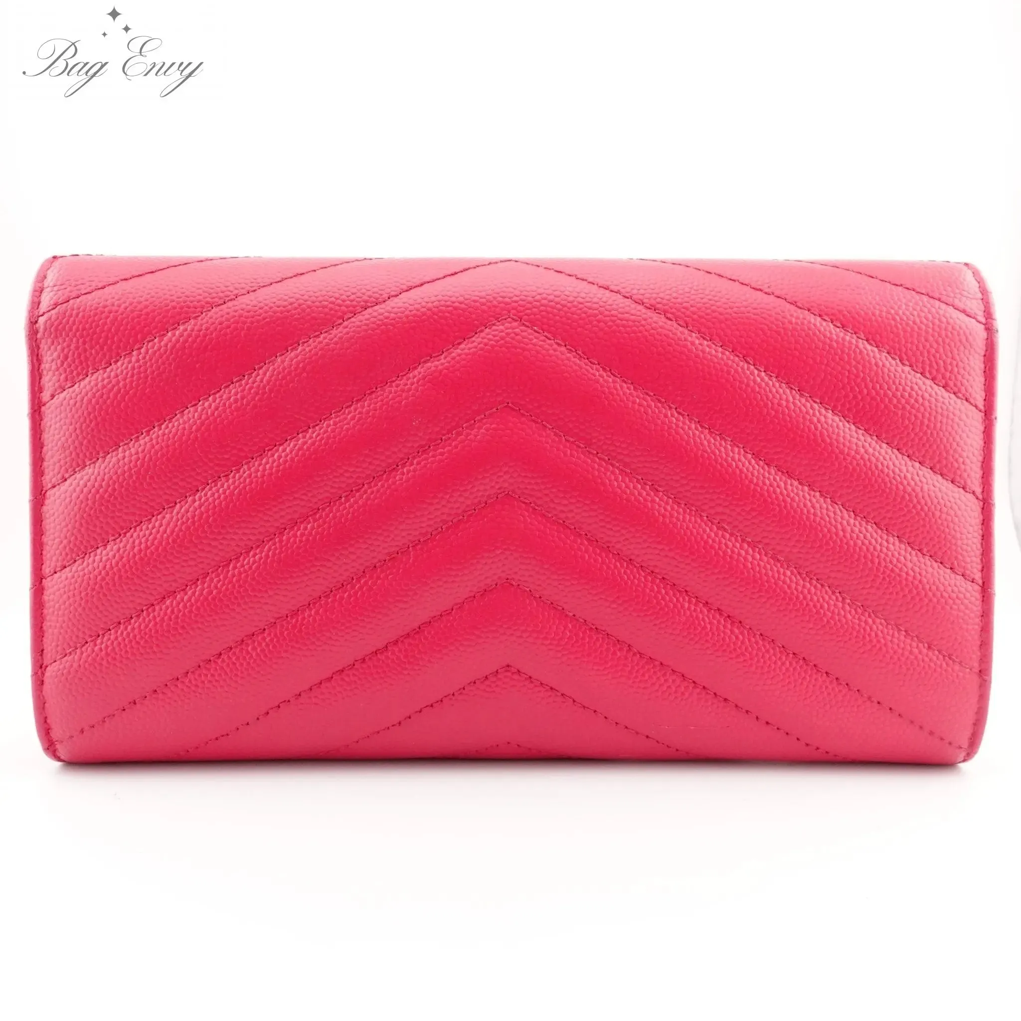 SAINT LAURENT Grain de Poudre Chevron YSL Clutch on Chain