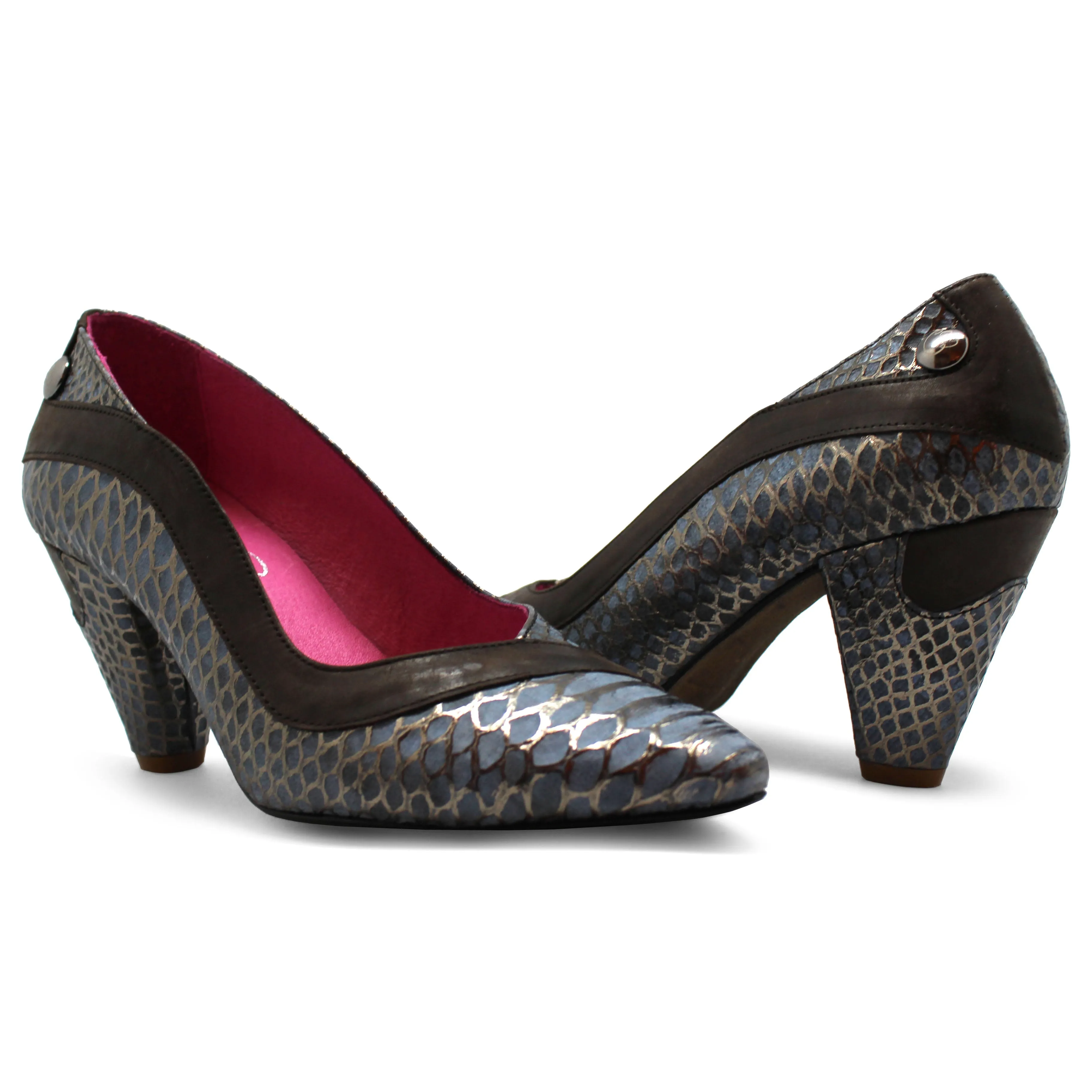 Salon - Navy Cobra medium heel shoe