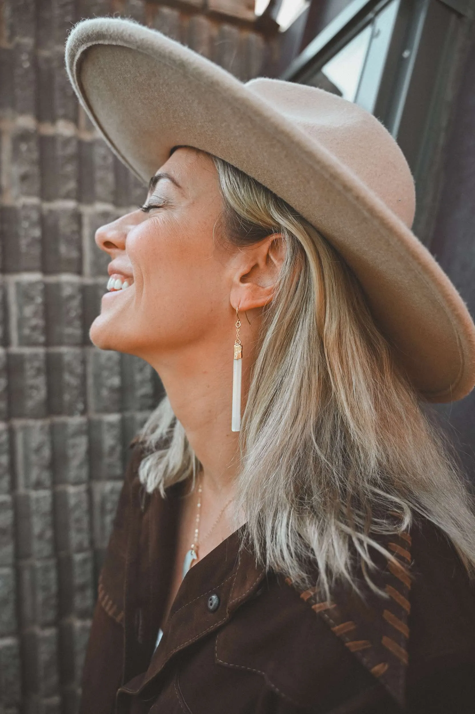 Self Talk Selenite Wand Earrings