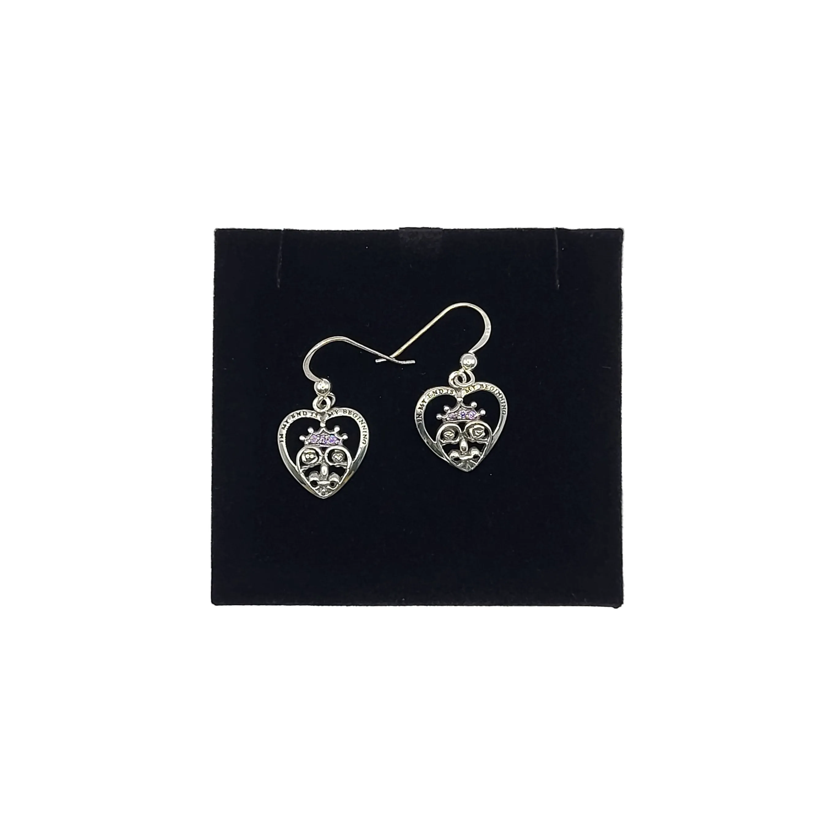 Silver Heart Drop Earrings