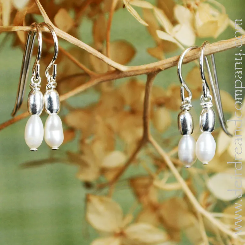 Simple Pearl and Sterling Earrings