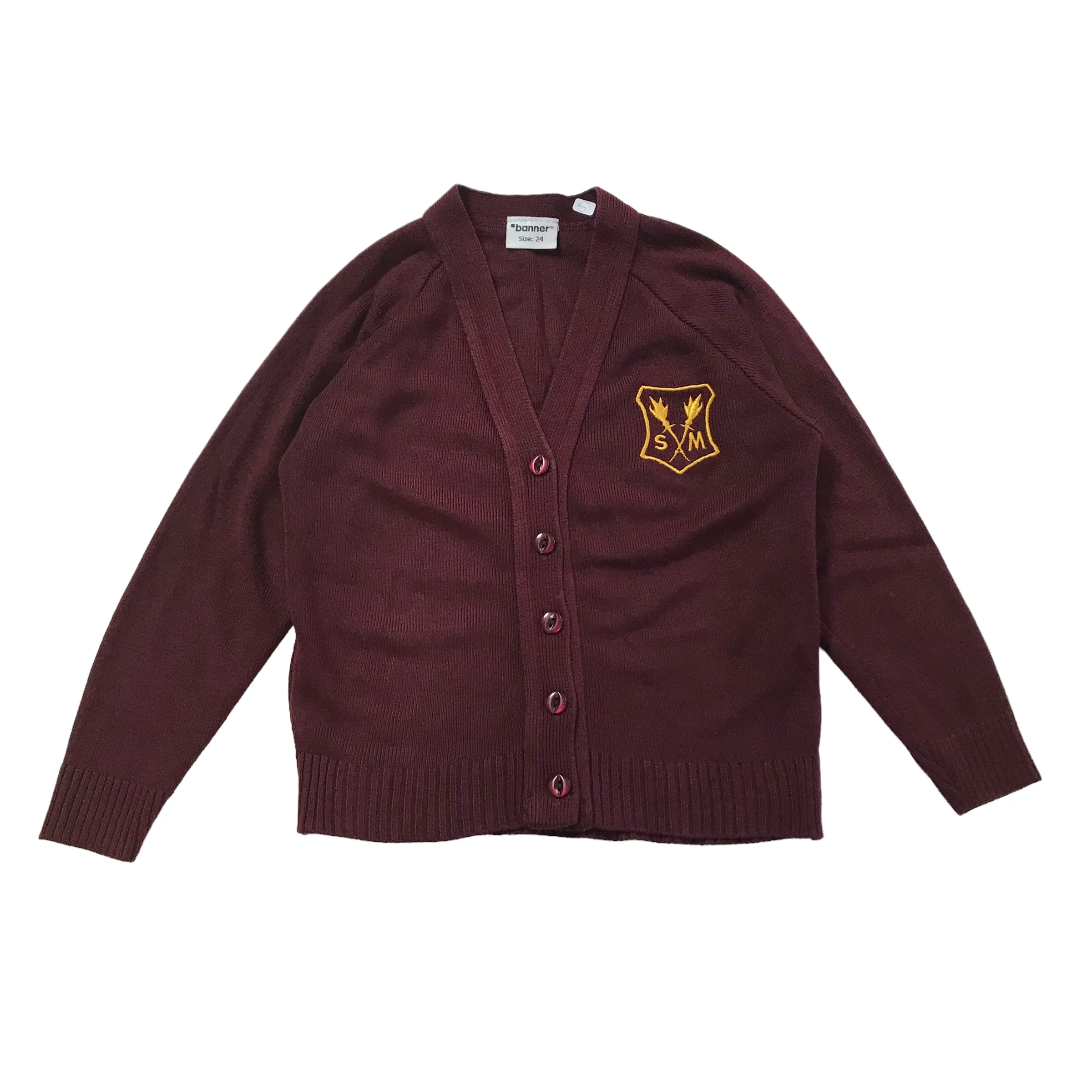 *St Marthas Primary Burgundy V-neck jersey Cardigan