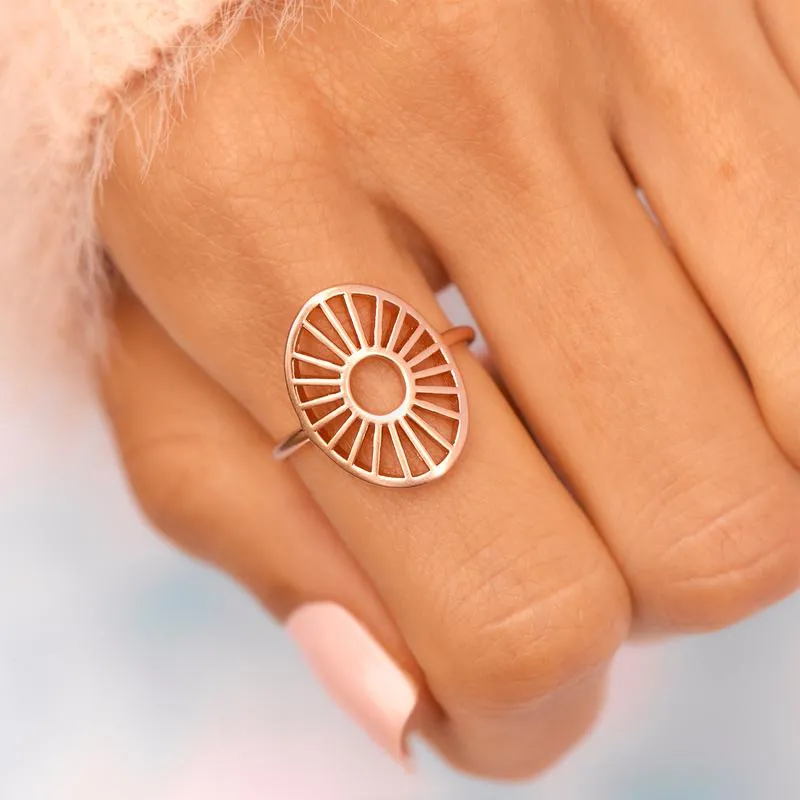 Sunburst Ring Rose Gold - Size 6