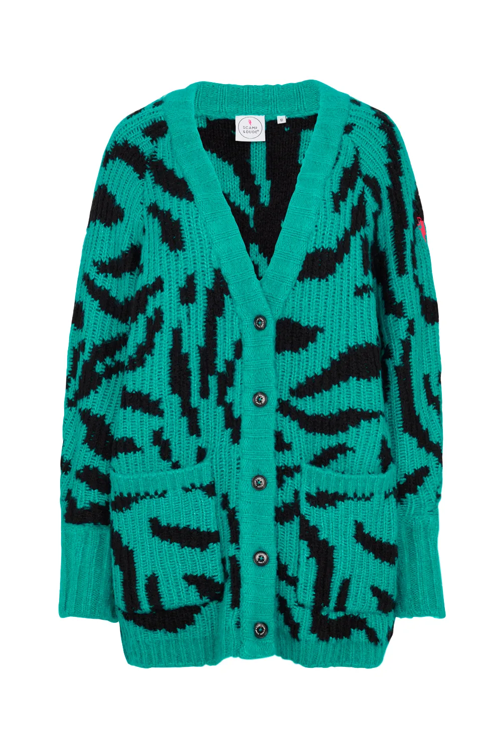 Teal with Black Zebra Chunky Rib Cardigan