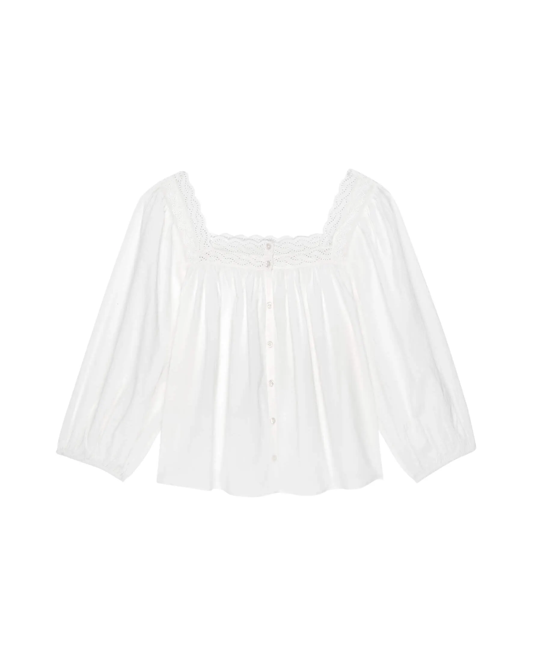 The Eyelet Button Sleep Top. -- True White