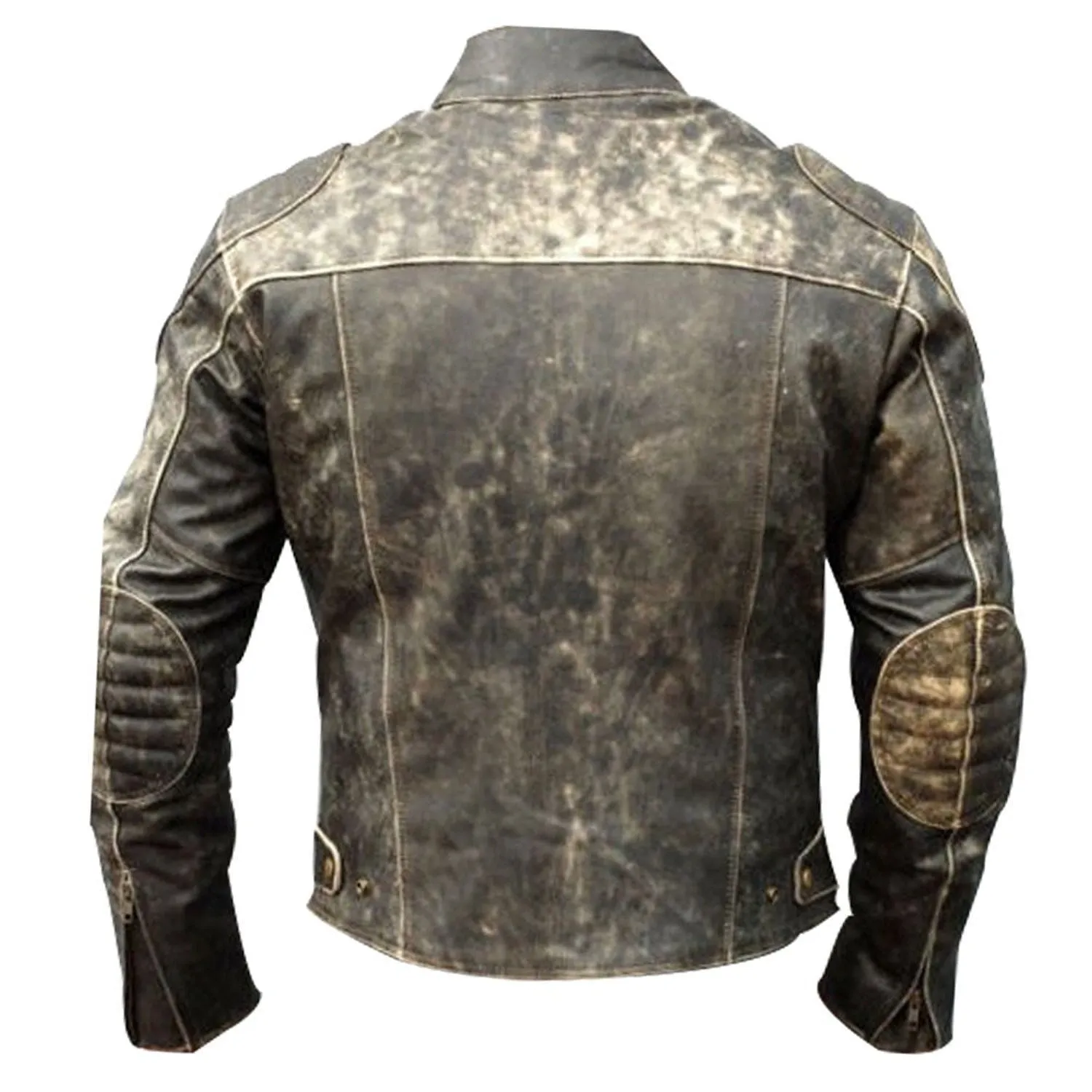 Theon's Distressed Leather Jacket With Shoulder Patch