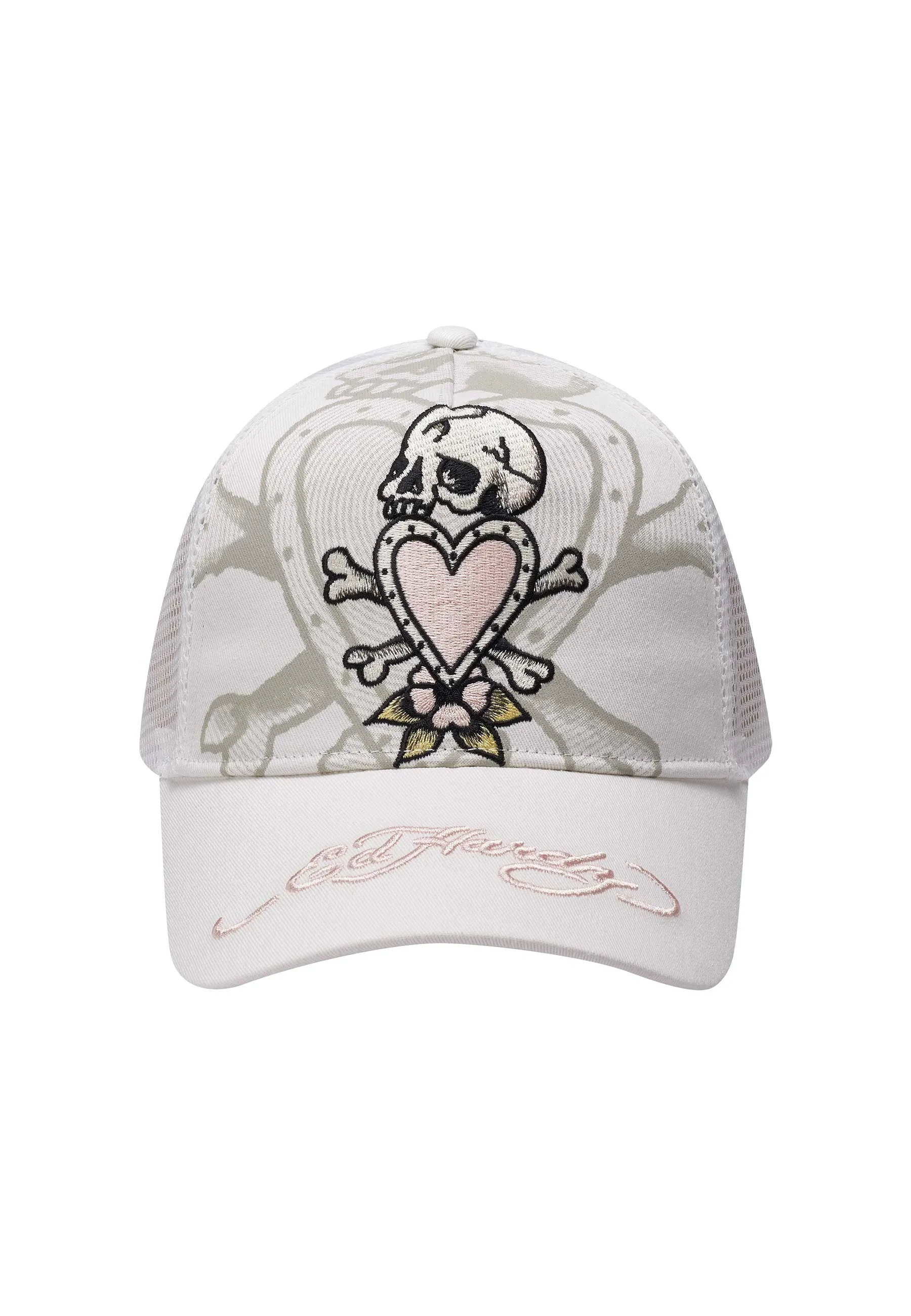 Unisex Death Before Twill Front Mesh Trucker - White/White