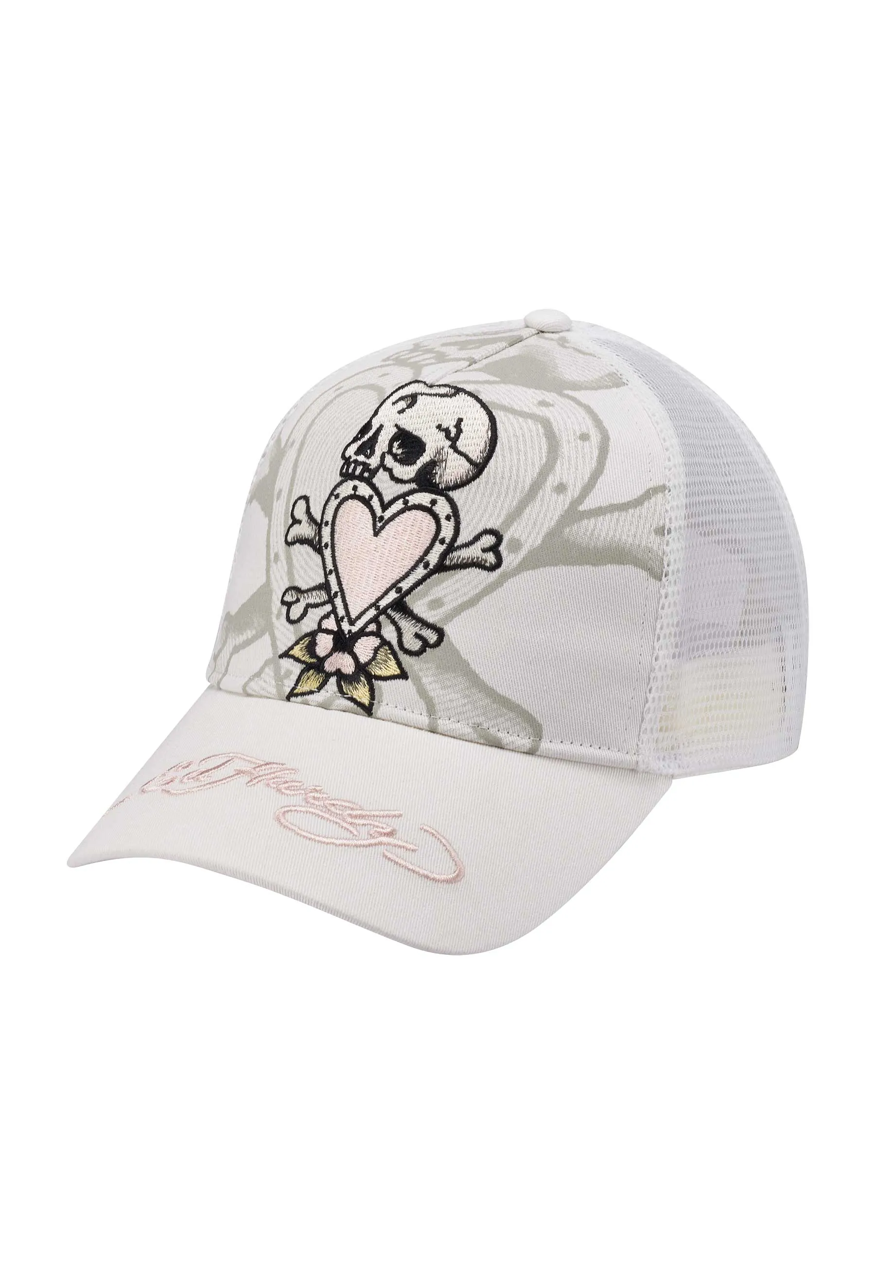 Unisex Death Before Twill Front Mesh Trucker - White/White