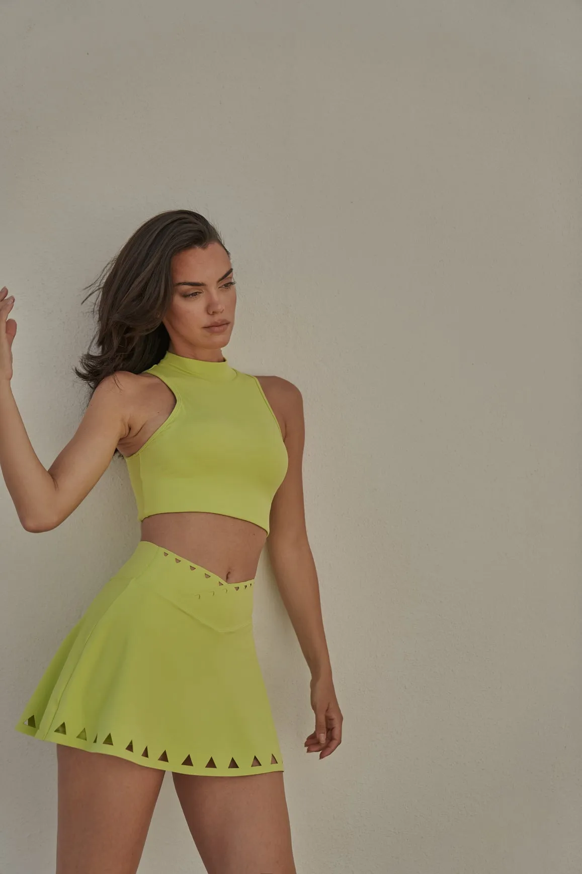 V-waist Laser Cut Tennis Skirt