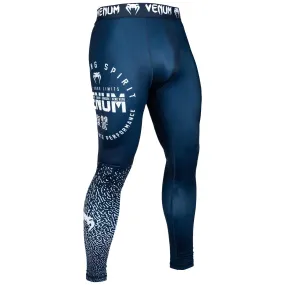 Venum Signature Compression Tights - Navy Blue/White