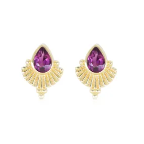 Venus Rhodolite Gold Earrings