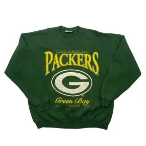 Vintage 90s Green Lee Sport Nutmeg Green Bay Packers NFL Spell-Out Sweatshirt - Extra Large