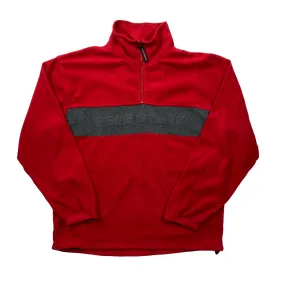 Vintage 90s Red   Grey Ralph Lauren Polo Sport Spell-Out Quarter Zip Fleece - Extra Large