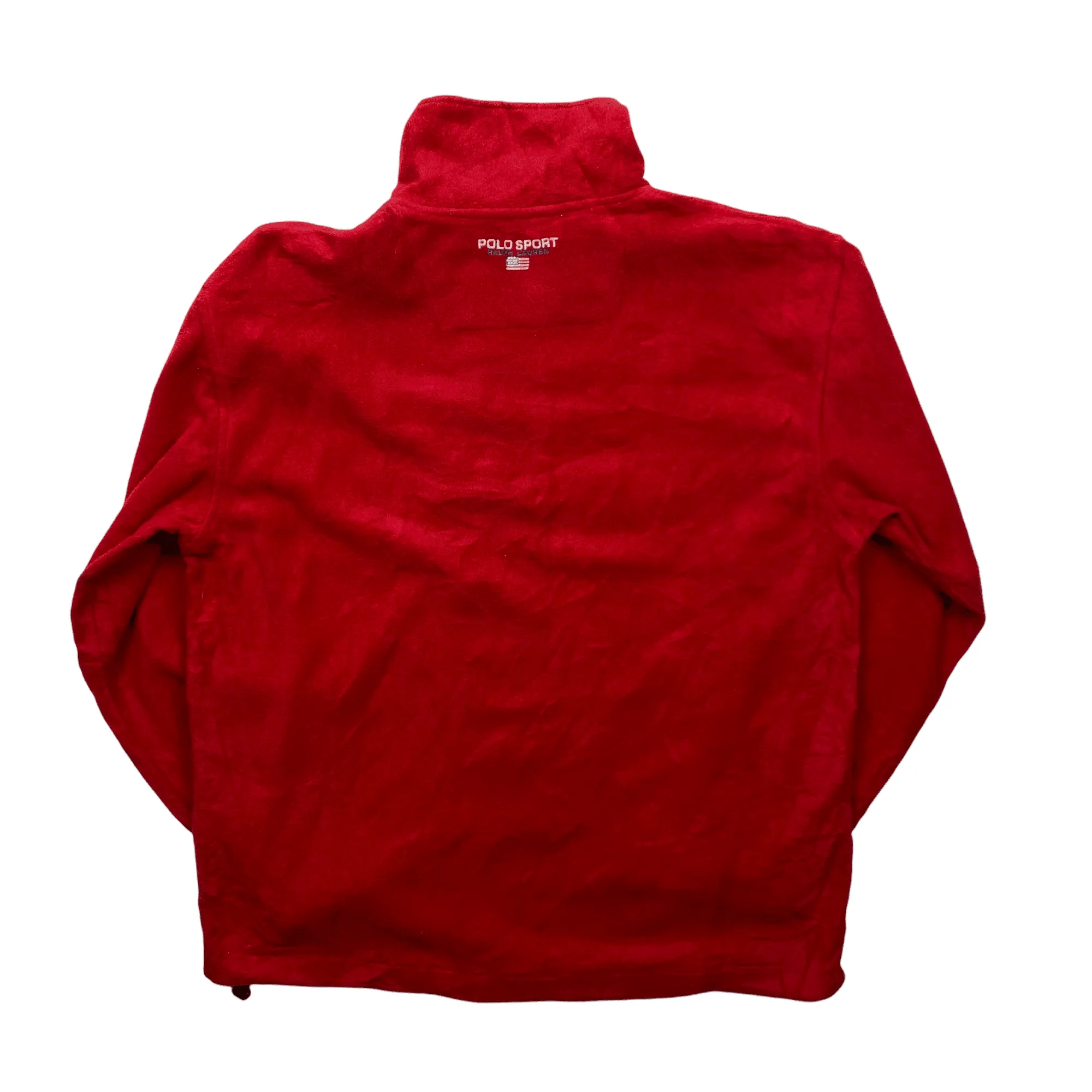 Vintage 90s Red   Grey Ralph Lauren Polo Sport Spell-Out Quarter Zip Fleece - Extra Large